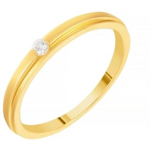 Кольцо JV, желтое золото, 585 проба, бриллиант, размер 23.25