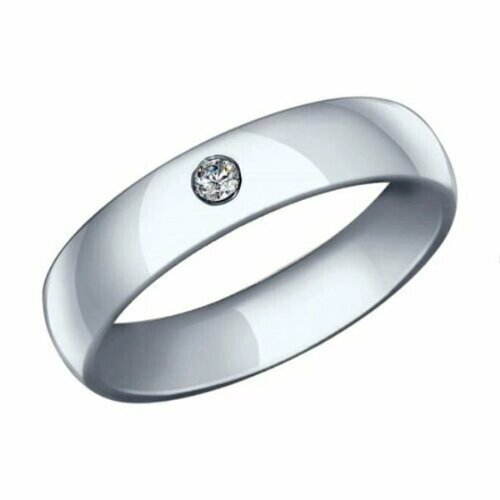 Кольцо кольцо из серебра 94110024, серебро, 925 проба, родирование, фианит, размер 19.5, бесцветный