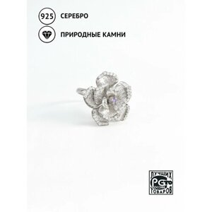 Кольцо Кристалл Мечты 103051180 серебро, 925 проба, танзанит, фианит, размер 17