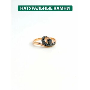 Кольцо Кристалл Мечты, красное золото, 585 проба, бриллиант, размер 18, черный