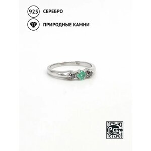 Кольцо Кристалл Мечты, серебро, 925 проба, бриллиант, изумруд, размер 16, зеленый