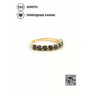Кольцо Кристалл Мечты, желтое золото, 585 проба, бриллиант, размер 18, черный