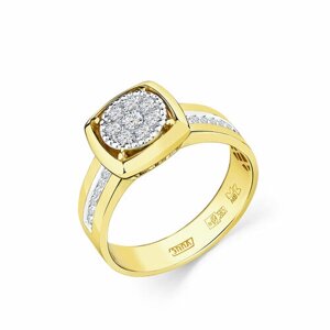 Кольцо Master Brilliant, белое, комбинированное, желтое золото, 585 проба, бриллиант, размер 17.5