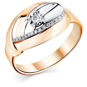 Кольцо Master Brilliant, белое, красное, комбинированное золото, 585 проба, бриллиант, размер 17.5