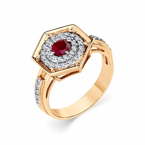 Кольцо Master Brilliant, красное, белое, комбинированное золото, 585 проба, бриллиант, рубин