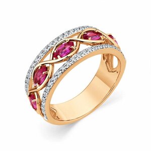 Кольцо Master Brilliant, красное золото, 585 проба, бриллиант, рубин, размер 18.5