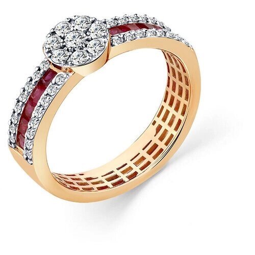 Кольцо Master Brilliant, красное золото, 585 проба, рубин, бриллиант, размер 17.5