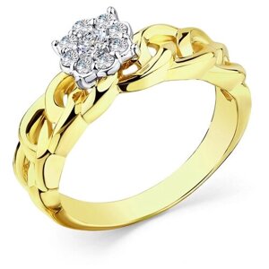 Кольцо Master Brilliant, желтое золото, 585 проба, бриллиант, размер 17.5