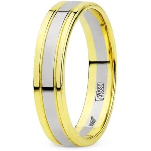 Кольцо обручальное AZADE, белое, желтое, комбинированное золото, 585 проба, размер 20, ширина 5 мм, белый, желтый