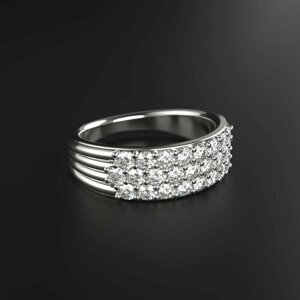 Кольцо обручальное Constantine Filatov кольцо-дорожка с бриллиантами, белое золото, 585 проба, родирование, бриллиант, размер 17.5, белый