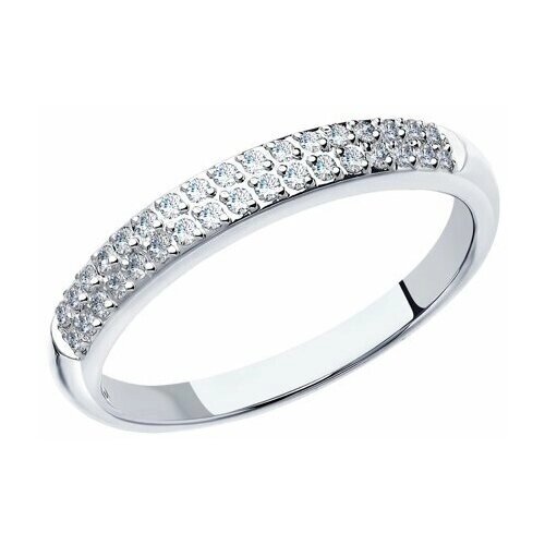 Кольцо обручальное Diamant online, белое золото, 585 проба, бриллиант, размер 15, бесцветный