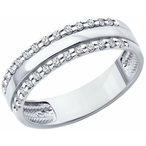 Кольцо обручальное Diamant online, белое золото, 585 проба, бриллиант, размер 18