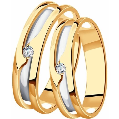 Кольцо обручальное Diamant online, золото, 585 проба, бриллиант, размер 16