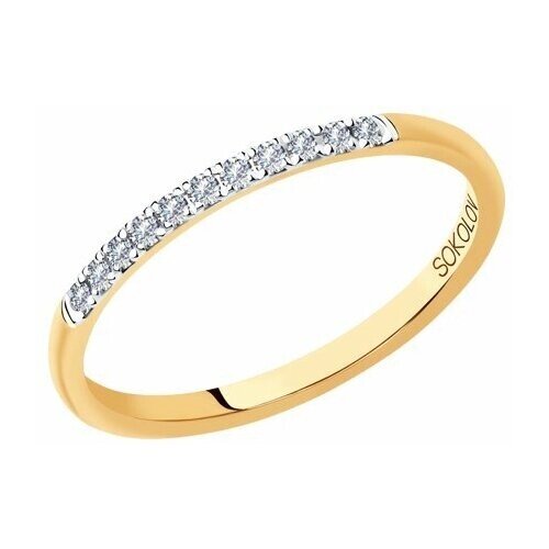 Кольцо обручальное Diamant online, золото, 585 проба, бриллиант, размер 17, бесцветный
