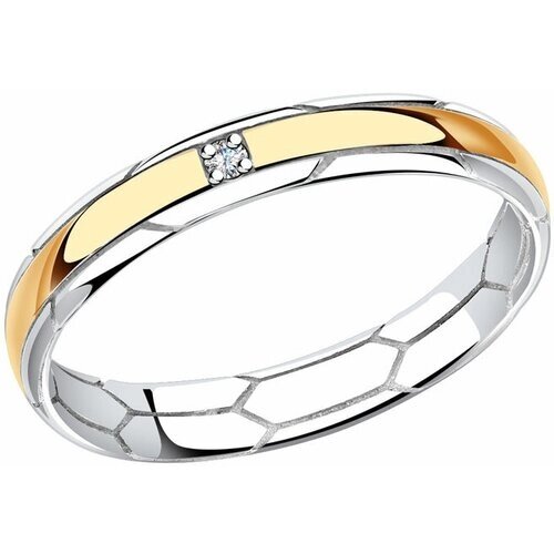 Кольцо обручальное Diamant online, золото, 585 проба, бриллиант, размер 18, бесцветный