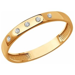 Кольцо обручальное Diamant online, золото, 585 проба, бриллиант, размер 18, бесцветный