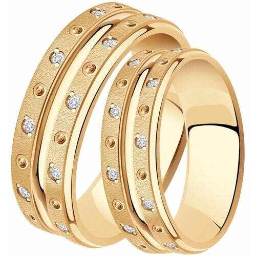 Кольцо обручальное Diamant online, золото, 585 проба, фианит, размер 15