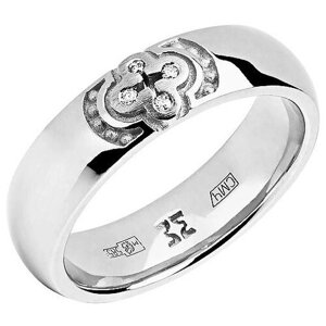 Кольцо обручальное Эстет, белое золото, 585 проба, бриллиант, размер 16.5
