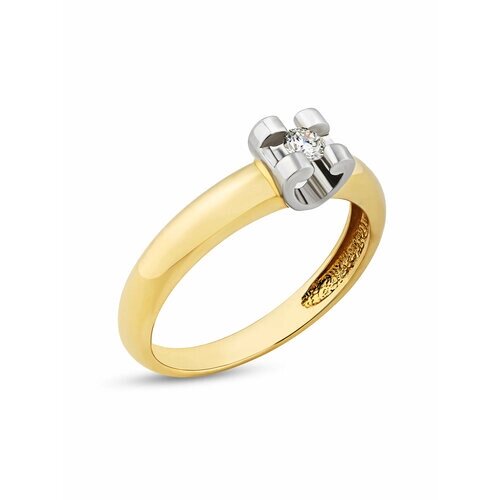 Кольцо обручальное Gatamova, желтое золото, 585 проба, родирование, бриллиант, размер 20.5, золотой, желтый