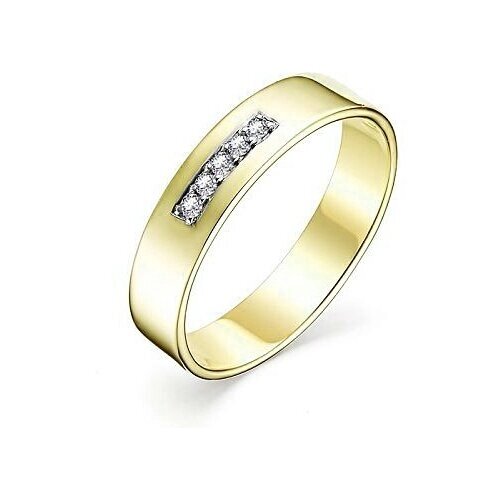 Кольцо обручальное Master Brilliant, желтое, белое золото, 585 проба, бриллиант, размер 16