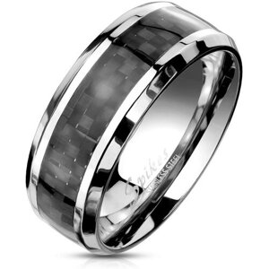 Кольцо обручальное Spikes, карбон, размер 21.5, серебряный, черный