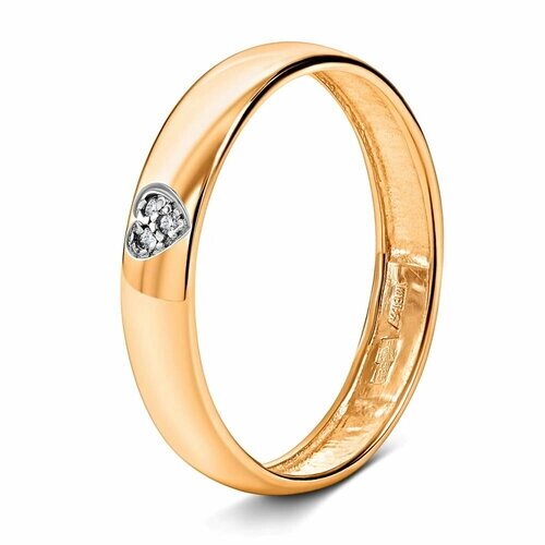 Кольцо обручальное Veragold Обручальное кольцо с сердцем из бриллиантов, красное золото, 585 проба, бриллиант, размер 17, золотой