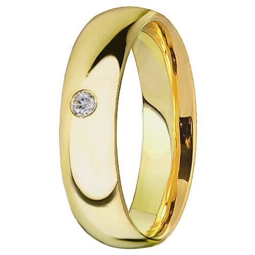 Кольцо обручальное Юверос, желтое золото, 585 проба, бриллиант, размер 17.5