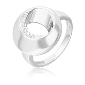 Кольцо PLATINA серебро, 925 проба, родирование, фианит, размер 16, серебряный