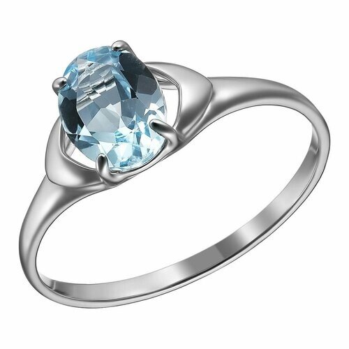 Кольцо помолвочное 1066264_17,5 серебро, 925 проба, родирование, серебряный, голубой