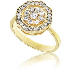 Кольцо помолвочное 1RBC желтое золото, 585 проба, бриллиант, размер 16.25