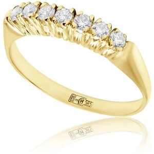 Кольцо помолвочное 1RBC желтое золото, 585 проба, бриллиант, размер 16.75