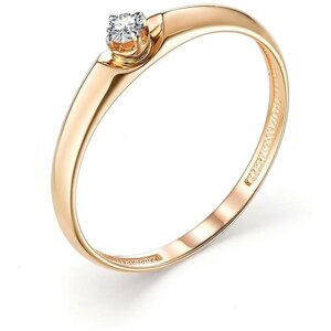 Кольцо помолвочное АЛЬКОР красное золото, 585 проба, бриллиант, размер 17.5