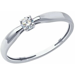 Кольцо помолвочное Diamant online, белое золото, 585 проба, бриллиант, размер 15.5, бесцветный