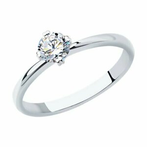 Кольцо помолвочное Diamant online, белое золото, 585 проба, бриллиант, размер 16.5