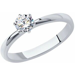 Кольцо помолвочное Diamant online, белое золото, 585 проба, бриллиант, размер 16