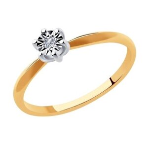 Кольцо помолвочное Diamant online, золото, 585 проба, бриллиант, размер 15.5