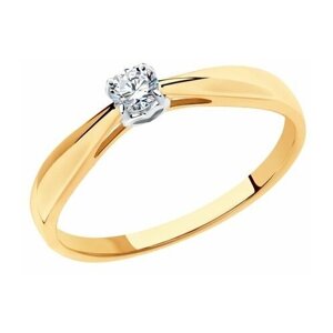 Кольцо помолвочное Diamant online, золото, 585 проба, бриллиант, размер 16.5, бесцветный