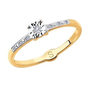 Кольцо помолвочное Diamant online, золото, 585 проба, бриллиант, размер 17.5, бесцветный