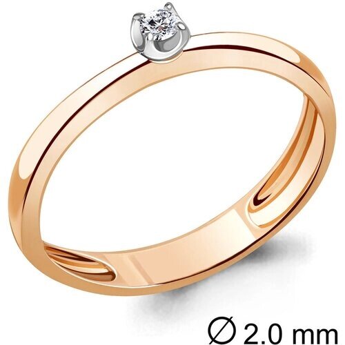 Кольцо помолвочное Diamant online, золото, 585 проба, бриллиант, размер 17.5