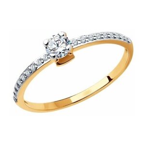 Кольцо помолвочное Diamant online, золото, 585 проба, фианит, размер 17
