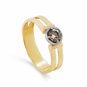 Кольцо помолвочное KABAROVSKY, желтое золото, 585 проба, бриллиант, размер 17