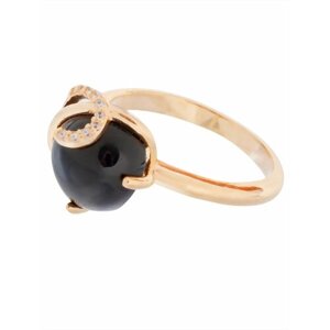 Кольцо помолвочное Lotus Jewelry, авантюрин, размер 18, черный