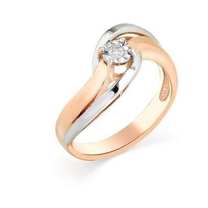 Кольцо помолвочное Master Brilliant, красное, белое золото, 585 проба, бриллиант, размер 17