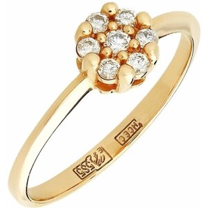 Кольцо помолвочное Oriental красное золото, 585 проба, бриллиант, размер 15.5