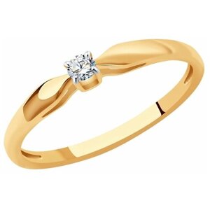 Кольцо помолвочное SOKOLOV красное золото, 585 проба, бриллиант, размер 15.5