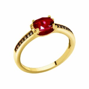 Кольцо Sargon Jewelry, желтое золото, 585 проба, рубин, размер 18, золотой, желтый