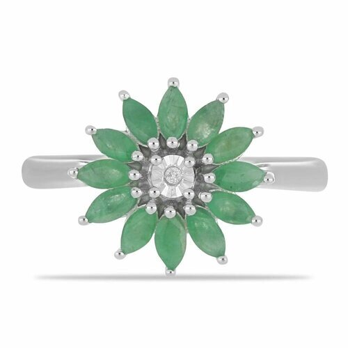 Кольцо, серебро, 925 проба, размер 17, зеленый