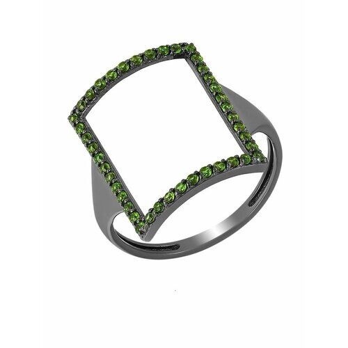 Кольцо, серебро, 925 проба, размер 20, черный, зеленый