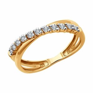 Кольцо SOKOLOV, комбинированное золото, 585 проба, бриллиант, размер 16.5