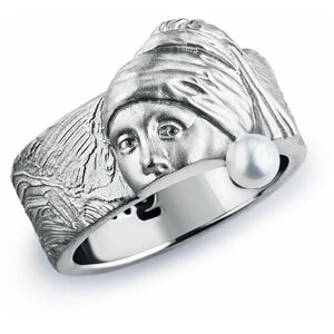 Кольцо Thing Jewelry серебро, родирование, жемчуг, размер 17, белый
